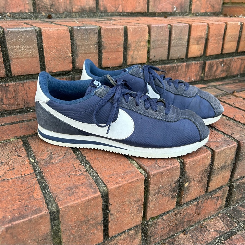 Nike Cortez Basic Nylon Obsidian White-Metallic Silver Men’s size 11  Sneakers
